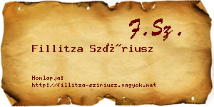 Fillitza Szíriusz névjegykártya